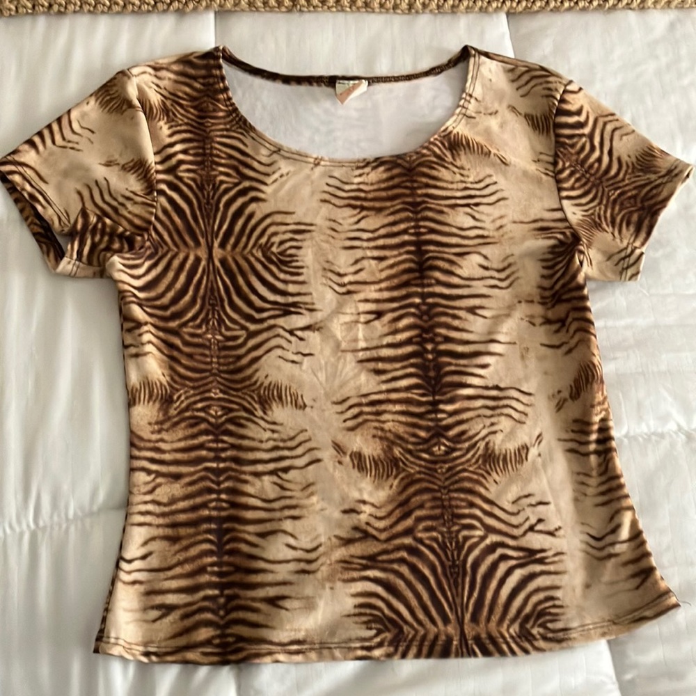 Y2k RAPPA U.S.A VINTAGE ANIMAL PRINT TOP BLOUSE SIZE S